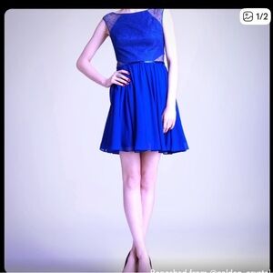 Elegant Royal Blue Chiffon Dress